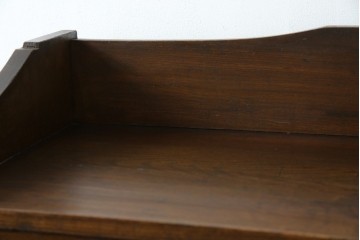 和製アンティーク　栓材　象嵌入り　趣のある佇まいが魅力的な結霜ガラス入りの本箱　(R-077956)