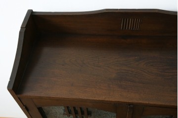 和製アンティーク　栓材　象嵌入り　趣のある佇まいが魅力的な結霜ガラス入りの本箱　(R-077956)