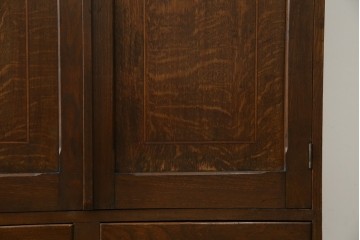 和製アンティーク　栓材　象嵌入り　趣のある佇まいが魅力的な結霜ガラス入りの本箱　(R-077956)