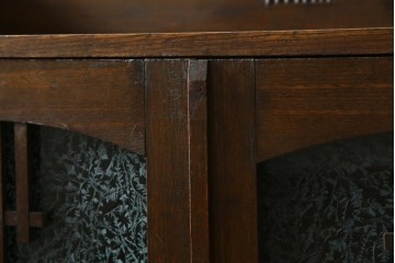 和製アンティーク　栓材　象嵌入り　趣のある佇まいが魅力的な結霜ガラス入りの本箱　(R-077956)