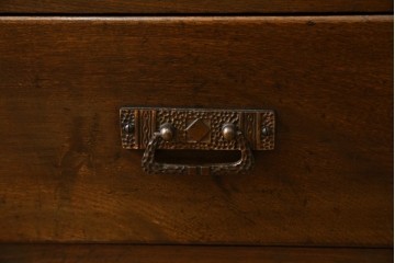 和製アンティーク　栓材　象嵌入り　趣のある佇まいが魅力的な結霜ガラス入りの本箱　(R-077956)