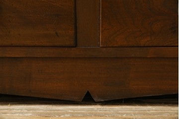 和製アンティーク　栓材　象嵌入り　趣のある佇まいが魅力的な結霜ガラス入りの本箱　(R-077956)