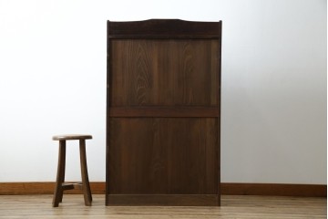 和製アンティーク　栓材　象嵌入り　趣のある佇まいが魅力的な結霜ガラス入りの本箱　(R-077956)