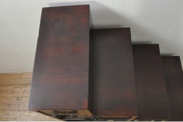中古　アンティーク調　和のお部屋作りに取り入れやすい両面使いの小さな階段箪笥(和たんす、収納箪笥、引き出し)(R-077966)