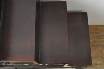 中古　アンティーク調　和のお部屋作りに取り入れやすい両面使いの小さな階段箪笥(和たんす、収納箪笥、引き出し)(R-077966)