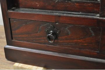 中古　アンティーク調　和のお部屋作りに取り入れやすい両面使いの小さな階段箪笥(和たんす、収納箪笥、引き出し)(R-077966)