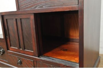 中古　アンティーク調　和のお部屋作りに取り入れやすい両面使いの小さな階段箪笥(和たんす、収納箪笥、引き出し)(R-077966)