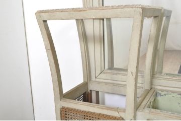フランスアンティーク　美しい彫刻のシャビーなミラーバックホールスタンド(鏡、コートハンガー、ホールハンガー、ハンガーラック、傘立て、帽子掛け、洋服掛け、店舗什器)(R-077975)