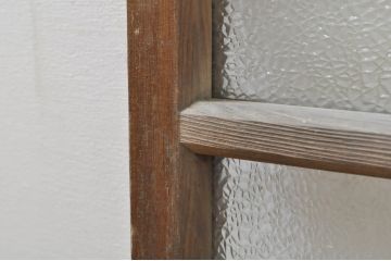アンティーク建具　レトロな雰囲気が溢れるダイヤガラス窓2枚セット(引き戸、ガラス戸)(R-077978)