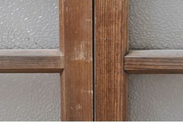 アンティーク建具　レトロな雰囲気が溢れるダイヤガラス窓2枚セット(引き戸、ガラス戸)(R-077978)