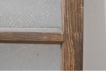 アンティーク建具　レトロな雰囲気が溢れるダイヤガラス窓2枚セット(引き戸、ガラス戸)(R-077978)