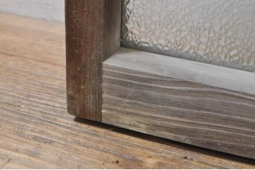 アンティーク建具　レトロな雰囲気が溢れるダイヤガラス窓2枚セット(引き戸、ガラス戸)(R-077978)