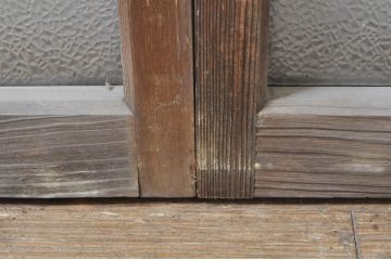 アンティーク建具　レトロな雰囲気が溢れるダイヤガラス窓2枚セット(引き戸、ガラス戸)(R-077978)