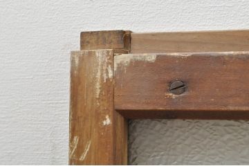 アンティーク建具　レトロな雰囲気が溢れるダイヤガラス窓2枚セット(引き戸、ガラス戸)(R-077978)