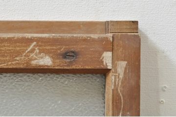 アンティーク建具　レトロな雰囲気が溢れるダイヤガラス窓2枚セット(引き戸、ガラス戸)(R-077978)