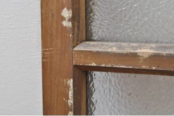 アンティーク建具　レトロな雰囲気が溢れるダイヤガラス窓2枚セット(引き戸、ガラス戸)(R-077978)