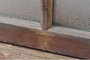 アンティーク建具　レトロな雰囲気が溢れるダイヤガラス窓2枚セット(引き戸、ガラス戸)(R-077978)
