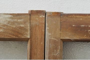 アンティーク建具　レトロな雰囲気が溢れるダイヤガラス窓2枚セット(引き戸、ガラス戸)(R-077979)