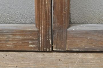 アンティーク建具　レトロな雰囲気が溢れるダイヤガラス窓2枚セット(引き戸、ガラス戸)(R-077979)
