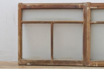アンティーク建具　レトロな雰囲気が溢れるダイヤガラス窓2枚セット(引き戸、ガラス戸)(R-077979)