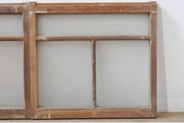 アンティーク建具　レトロな雰囲気が溢れるダイヤガラス窓2枚セット(引き戸、ガラス戸)(R-077979)