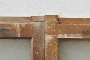 アンティーク建具　レトロな雰囲気が溢れるダイヤガラス窓2枚セット(引き戸、ガラス戸)(R-077979)