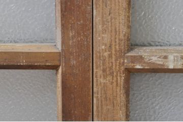 アンティーク建具　レトロな雰囲気が溢れるダイヤガラス窓2枚セット(引き戸、ガラス戸)(R-077979)