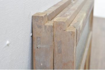 アンティーク建具　レトロな雰囲気が溢れるダイヤガラス窓2枚セット(引き戸、ガラス戸)(R-077979)
