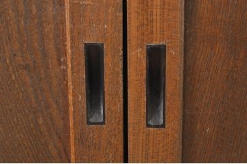 アンティーク建具　欅(ケヤキ)材　懐かしい雰囲気漂う板戸窓4枚セット(引き戸)(R-077980)