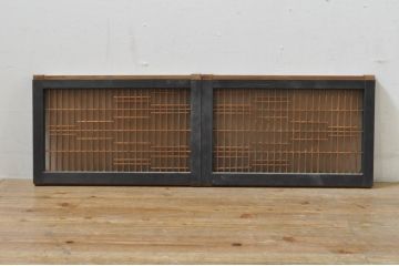 アンティーク建具　片面ガラス　和の空間を演出する小さな組子窓2枚セット(ガラス窓、ガラス戸、格子戸、引き戸)(R-077983)