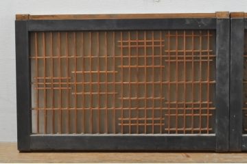 アンティーク建具　片面ガラス　和の空間を演出する小さな組子窓2枚セット(ガラス窓、ガラス戸、格子戸、引き戸)(R-077983)