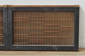 アンティーク建具　片面ガラス　和の空間を演出する小さな組子窓2枚セット(ガラス窓、ガラス戸、格子戸、引き戸)(R-077983)