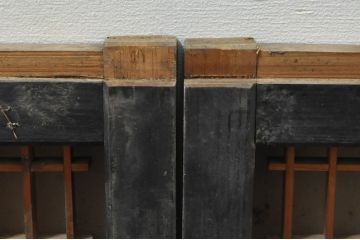 アンティーク建具　片面ガラス　和の空間を演出する小さな組子窓2枚セット(ガラス窓、ガラス戸、格子戸、引き戸)(R-077983)