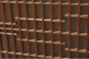 アンティーク建具　片面ガラス　和の空間を演出する小さな組子窓2枚セット(ガラス窓、ガラス戸、格子戸、引き戸)(R-077983)