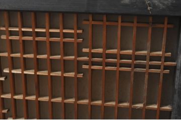 アンティーク建具　片面ガラス　和の空間を演出する小さな組子窓2枚セット(ガラス窓、ガラス戸、格子戸、引き戸)(R-077983)