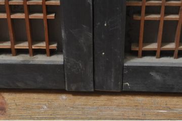アンティーク建具　片面ガラス　和の空間を演出する小さな組子窓2枚セット(ガラス窓、ガラス戸、格子戸、引き戸)(R-077983)