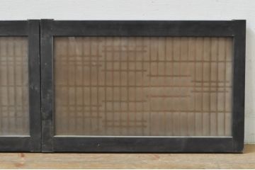 アンティーク建具　片面ガラス　和の空間を演出する小さな組子窓2枚セット(ガラス窓、ガラス戸、格子戸、引き戸)(R-077983)