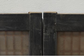 アンティーク建具　片面ガラス　和の空間を演出する小さな組子窓2枚セット(ガラス窓、ガラス戸、格子戸、引き戸)(R-077983)