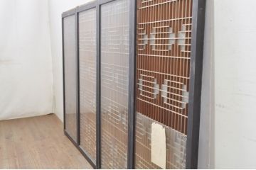 アンティーク建具　両面ガラス　和モダンの雰囲気が魅力的な書院戸4枚セット(書院窓、ガラス戸、引き戸)(R-077984)