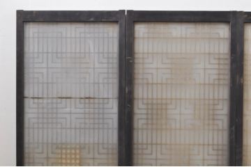アンティーク建具　両面ガラス　和モダンの雰囲気が魅力的な書院戸4枚セット(書院窓、ガラス戸、引き戸)(R-077984)