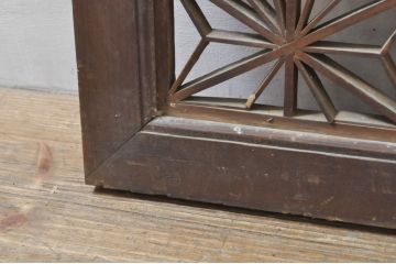 アンティーク建具　凝ったデザインが魅力的な障子付き組子欄間1枚(明り取り、明かり取り)(R-077985)