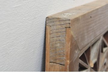 アンティーク建具　凝ったデザインが魅力的な障子付き組子欄間1枚(明り取り、明かり取り)(R-077985)