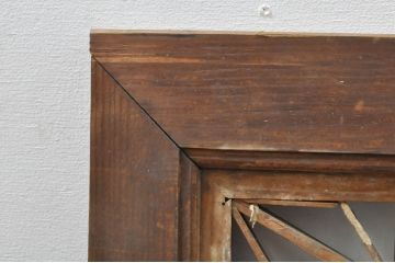 アンティーク建具　凝ったデザインが魅力的な障子付き組子欄間1枚(明り取り、明かり取り)(R-077985)