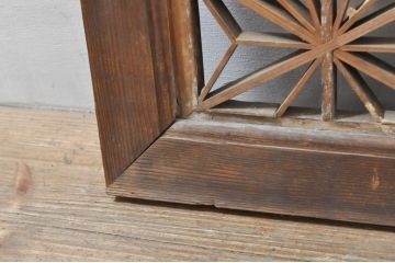 アンティーク建具　凝ったデザインが魅力的な障子付き組子欄間1枚(明り取り、明かり取り)(R-077985)