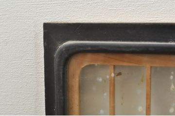 アンティーク建具　落ち着いた和の空間を演出する組子入りガラス欄間2枚セット(明り取り、明かり取り、組子欄間、ランマ)(R-077986)