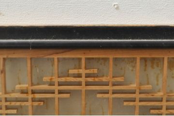 アンティーク建具　落ち着いた和の空間を演出する組子入りガラス欄間2枚セット(明り取り、明かり取り、組子欄間、ランマ)(R-077986)