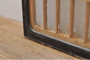 アンティーク建具　落ち着いた和の空間を演出する組子入りガラス欄間2枚セット(明り取り、明かり取り、組子欄間、ランマ)(R-077986)