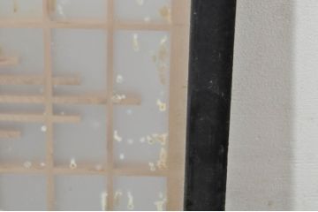 アンティーク建具　落ち着いた和の空間を演出する組子入りガラス欄間2枚セット(明り取り、明かり取り、組子欄間、ランマ)(R-077986)