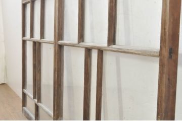 アンティーク建具　大正ロマン　ノスタルジックな雰囲気溢れるガラス窓2枚セット(引き戸、ガラス戸)(R-077987)