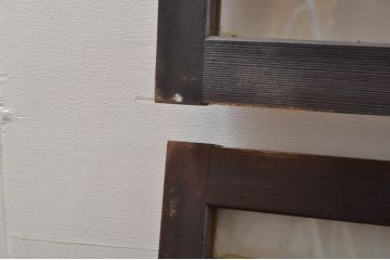 アンティーク建具　和モダンな空間を演出するガラス入り明かり取り2枚セット(明り取り、欄間)(R-077993)